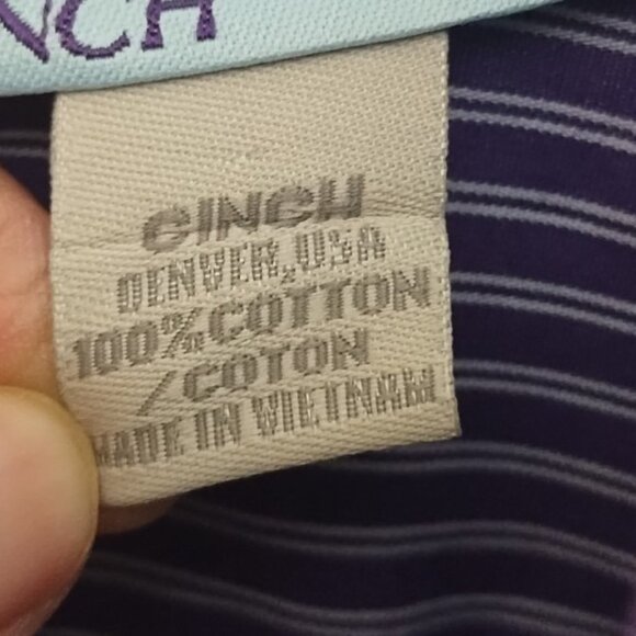 Cinch Long Sleeve Button Up Purple Striped Cotton Shirt XXL Western - Picture 3 of 6